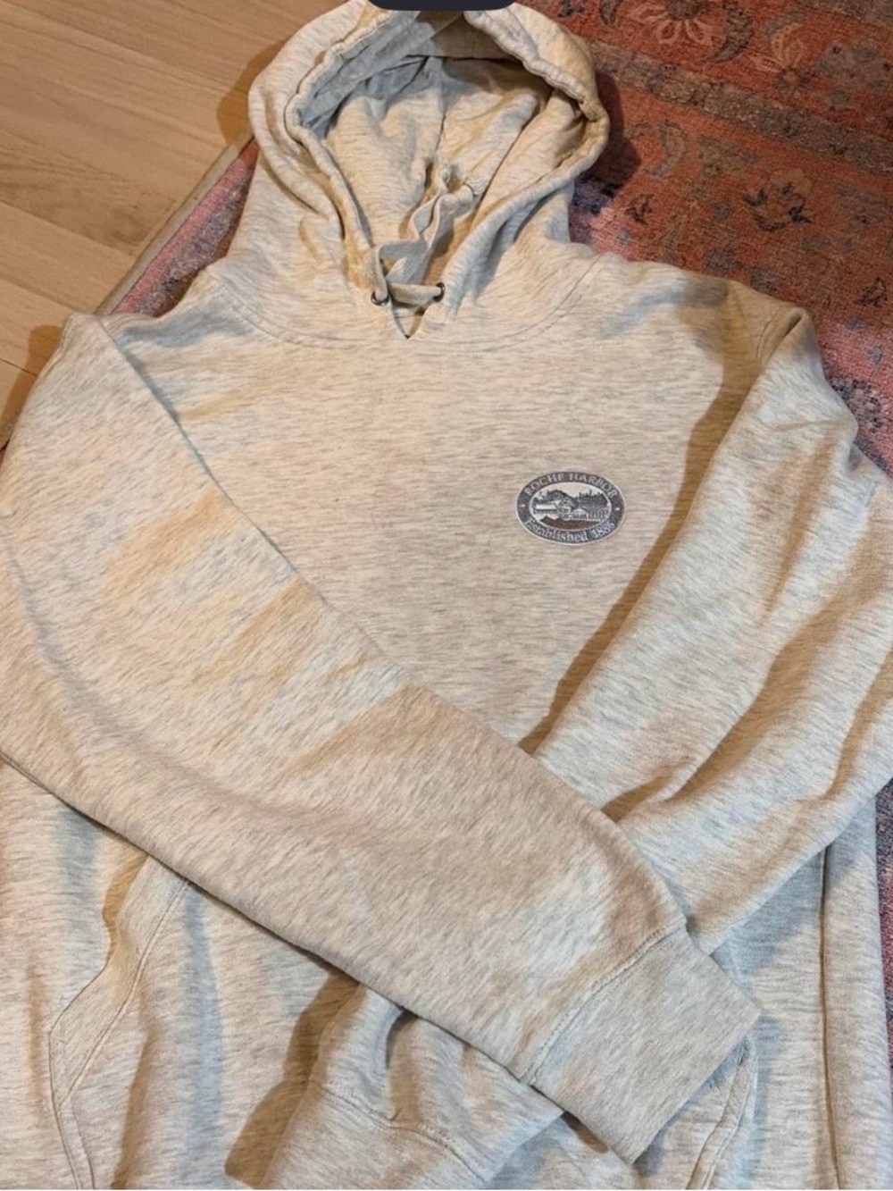 Light Gray Pullover Hoodie with Small Chest Emblem